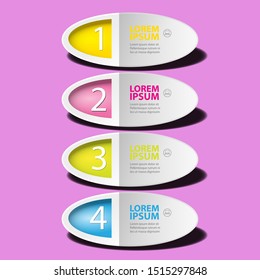 vector clean modern paper Infographic banners set isolated on pink background. Vector illustration can be used for workflow layout, diagram, number options, web design.