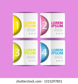 vector clean modern paper Infographic banners set isolated on pink background. Vector illustration can be used for workflow layout, diagram, number options, web design.
