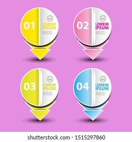 vector clean modern paper Infographic banners set isolated on pink background. Vector illustration can be used for workflow layout, diagram, number options, web design.