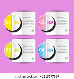 vector clean modern paper Infographic banners set isolated on pink background. Vector illustration can be used for workflow layout, diagram, number options, web design.