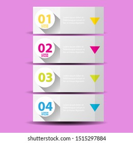 vector clean modern paper Infographic banners set isolated on pink background. Vector illustration can be used for workflow layout, diagram, number options, web design.