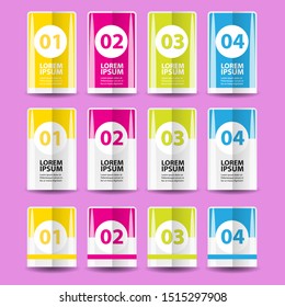 vector clean modern paper Infographic banners set isolated on pink background. Vector illustration can be used for workflow layout, diagram, number options, web design.