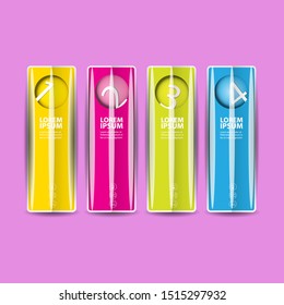 vector clean modern paper Infographic banners set isolated on pink background. Vector illustration can be used for workflow layout, diagram, number options, web design.