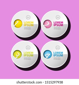 vector clean modern paper Infographic banners set isolated on pink background. Vector illustration can be used for workflow layout, diagram, number options, web design.