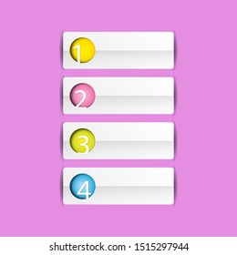 vector clean modern paper Infographic banners set isolated on pink background. Vector illustration can be used for workflow layout, diagram, number options, web design.