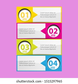 vector clean modern paper Infographic banners set isolated on pink background. Vector illustration can be used for workflow layout, diagram, number options, web design.