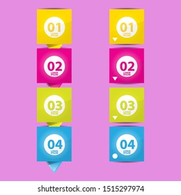 vector clean modern paper Infographic banners set isolated on pink background. Vector illustration can be used for workflow layout, diagram, number options, web design.