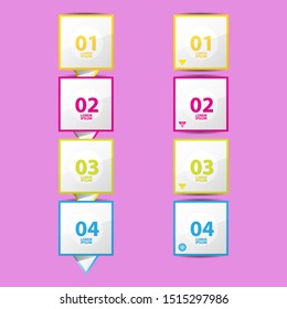 vector clean modern paper Infographic banners set isolated on pink background. Vector illustration can be used for workflow layout, diagram, number options, web design.