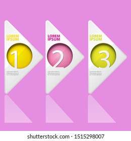 vector clean modern paper Infographic banners set isolated on pink background. Vector illustration can be used for workflow layout, diagram, number options, web design.