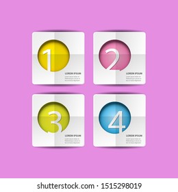 vector clean modern paper Infographic banners set isolated on pink background. Vector illustration can be used for workflow layout, diagram, number options, web design.