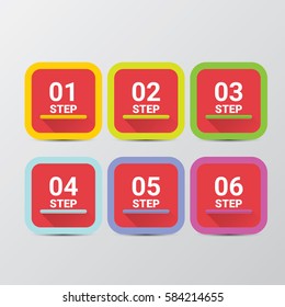 vector clean modern red Infographic square banners set. Vector illustration can be used for workflow layout, diagram, number options, web design.