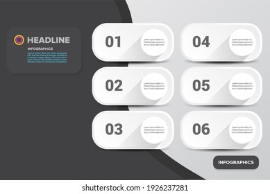 Vektorsaubere, moderne Whitepaper-Web-Infografik-Quadrat-Banner auf grauem Hintergrund. Vektorgrafik kann für das Workflow-Layout, Stufendiagramm, Zahlenoptionen, Webdesign und Präsentation verwendet werden