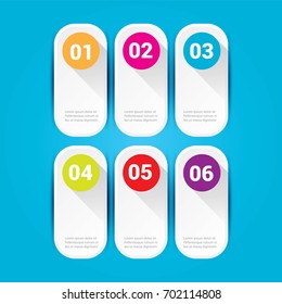 vector clean modern white paper Infographic square banners set on blue background. Vector illustration can be used for workflow layout, diagram, number options, web design.
