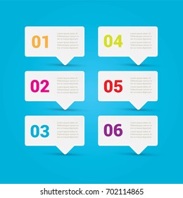 vector clean modern white paper Infographic square banners set on blue background. Vector illustration can be used for workflow layout, diagram, number options, web design.