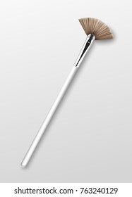 Vector Clean Professional Makeup Highlighter Brush with White Handle Isolated on White Background
