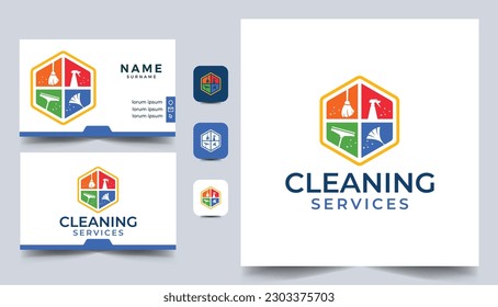 Vector clean service logo template with business card design