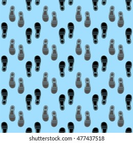 Vector Clean Shoe Imprints Seamless Pattern Isolated on Blue Background