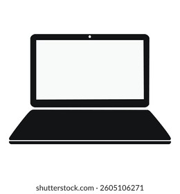 Vector Clean and Sleek Laptop Symbol with a Portable Device Screen Display in a Contemporary Flat Design Style