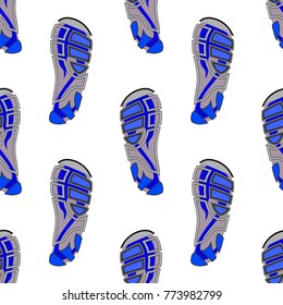 Vector Clean Sport Shoe Seamless Imprints Isolated on White Background