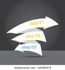 Vector clean white Paper Progress background / product choice or versions. vector red origami ribbon banner.