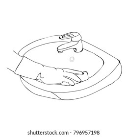 vector, cleaning, sketch of washing the shell