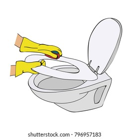 vector, cleaning, toilet wash