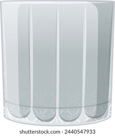 Vector of a clear, empty glass tumbler with patterns