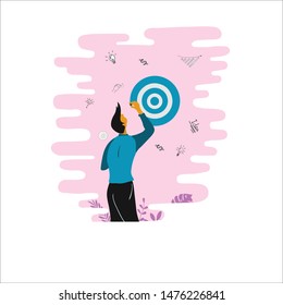 Vector illustration,​ Clear goals,​ The person who has successfully drawn the goal, Create goals for life, vector, Can be used in columns.      