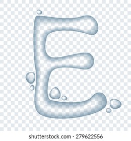 Vector  clear water transparent ABC. Letter E.