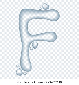 Vector  clear water  transparent ABC. Letter F.