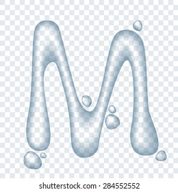 Vector clear water transparent ABC. Letter M.