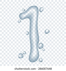 Vector clear water transparent ABC. Number 1.