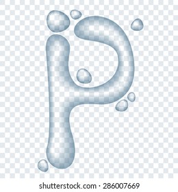 Vector clear water transparent ABC.Letter P.