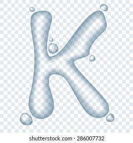 Vector clear water transparent ABC.Letter K.