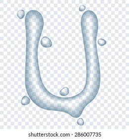 Vector clear water transparent ABC.Letter U.