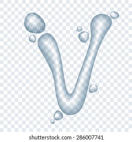 Vector clear water transparent ABC.Letter V.
