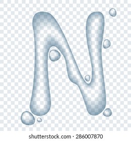Vector clear water transparent ABC.Letter N.