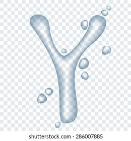 Vector clear water transparent ABC.Letter Y.