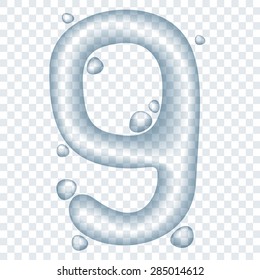 Vector clear water transparent ABC.Number 9.