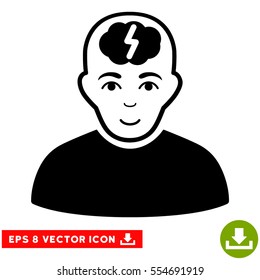 Vector Clever Boy EPS vector pictograph. Illustration style is flat iconic black symbol on a transparent background.
