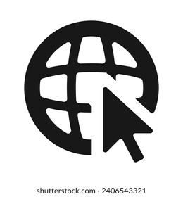 Vector click to go to website or internet line art symbol vector icon illustration