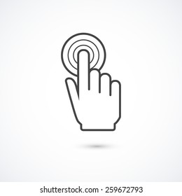 Vector click hand icon isolated on with background.