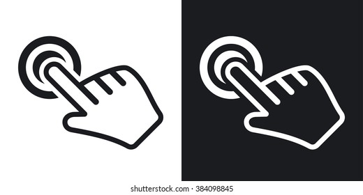 Vector click hand icon. Two-tone version on black and white background