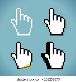 Vector CLICK hand sign in four variations