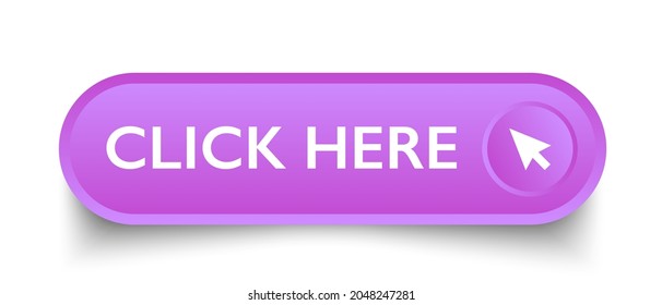 vector click here button and cursor. click here square 3d push button
