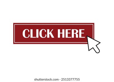 Vector click here geometric button label with hand pointer clicking modern