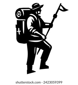 vector of a climber in black and white