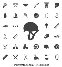 Vector climbing helmet icon on the white background. Sport set of icons