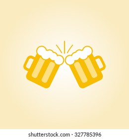 vector clink glasses logo. toasting glasses of beer. creative friendship concept