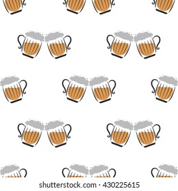 Vector clink glasses. Seamless cartoon pattern